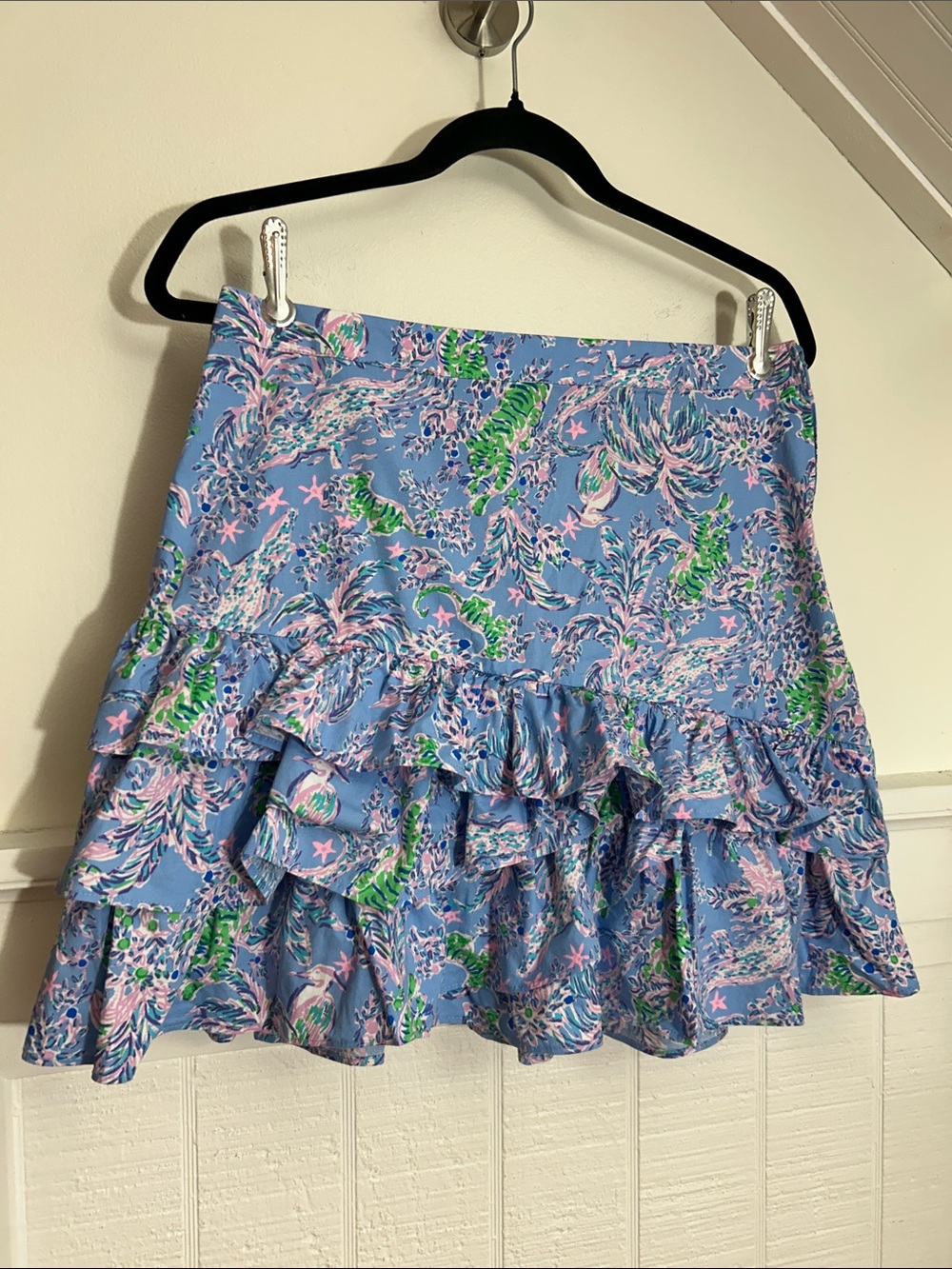 Lilly Pulitzer Rosalie Ruffle Skirt Blue Peri The Turtle Print size 8 - Picture 5 of 11